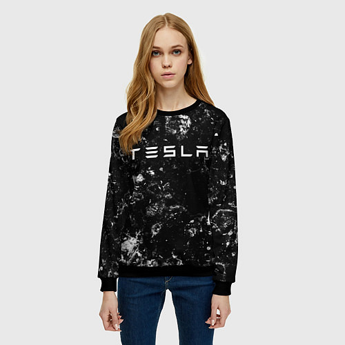 Женский свитшот Tesla black ice / 3D-Черный – фото 3