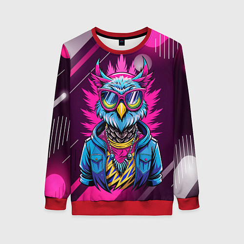 Женский свитшот Стильная сова в одежде / 3D-Красный – фото 1