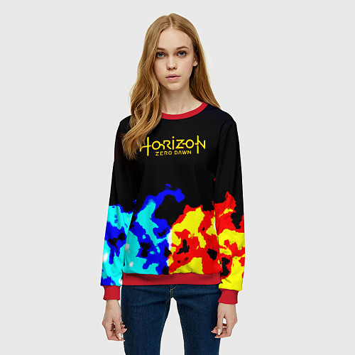 Женский свитшот Horizon zero dawn огненный стиль / 3D-Красный – фото 3