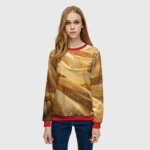 Женский свитшот Золотистая текстура с блестками / 3D-Красный – фото 3