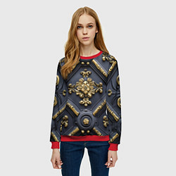Свитшот женский Классические объемные золотые узоры, цвет: 3D-красный — фото 2