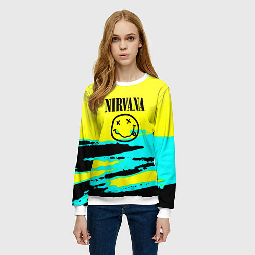 Женский свитшот Nirvana краски кислотные / 3D-Белый – фото 3