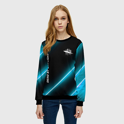 Женский свитшот Dead by Daylight неоновые лампы / 3D-Черный – фото 3