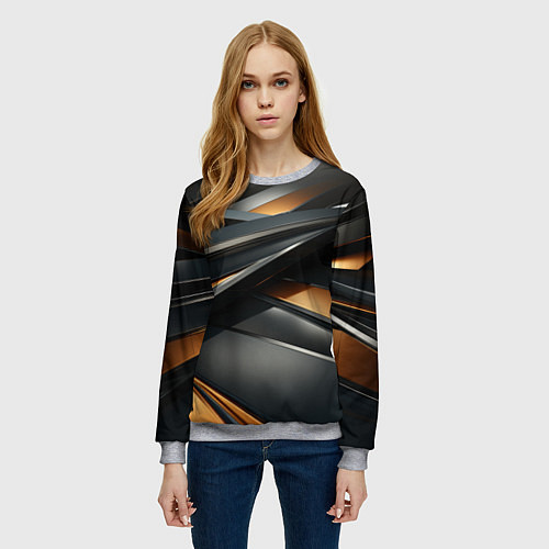 Женский свитшот Черная абстракция геометрия / 3D-Меланж – фото 3