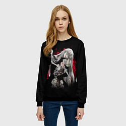 Свитшот женский Темный дворецкий Гробовщик танцует со скелетом, цвет: 3D-черный — фото 2