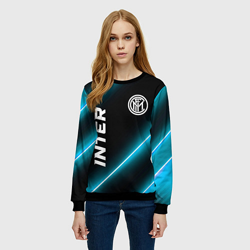 Женский свитшот Inter неоновые лампы / 3D-Черный – фото 3