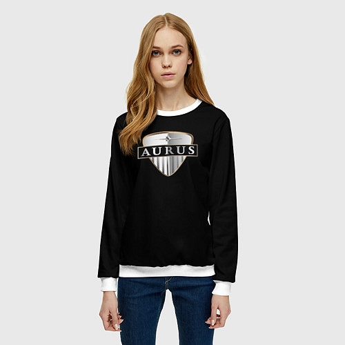 Женский свитшот Aurus logo / 3D-Белый – фото 3