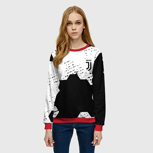 Женский свитшот Juventus hexagon black sport / 3D-Красный – фото 3