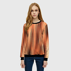 Свитшот женский Коричневый абстрактные полосы, цвет: 3D-черный — фото 2