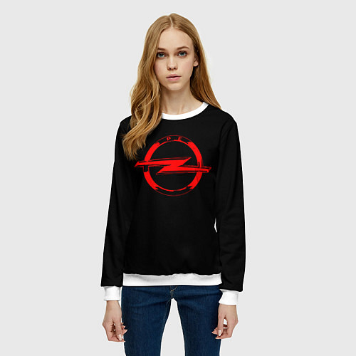 Женский свитшот Opel red logo / 3D-Белый – фото 3