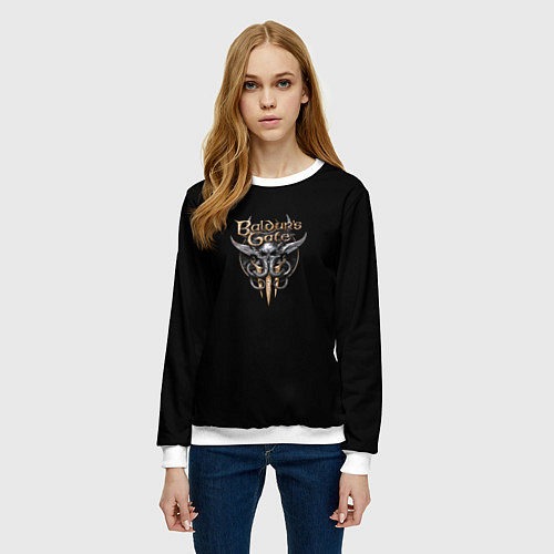 Женский свитшот Baldurs gate logo / 3D-Белый – фото 3