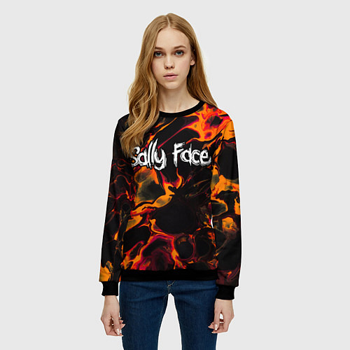 Женский свитшот Sally Face red lava / 3D-Черный – фото 3