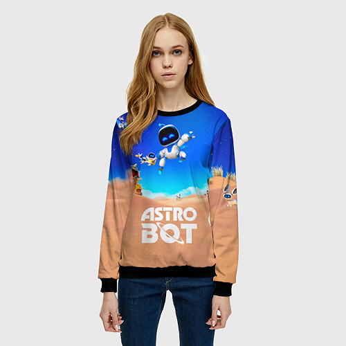 Женский свитшот Astro bot персонажи / 3D-Черный – фото 3