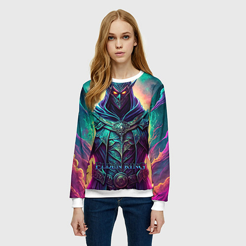 Женский свитшот Elden Ring рыцарь в черном / 3D-Белый – фото 3