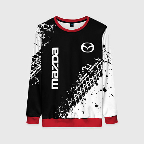 Женский свитшот Мазда: следы от шин / 3D-Красный – фото 1