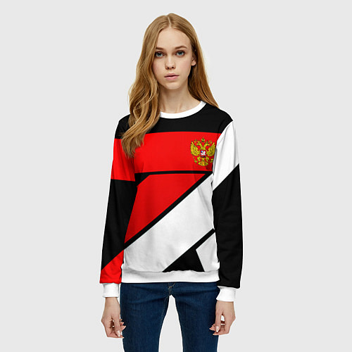 Женский свитшот Россия герб спорт текстура / 3D-Белый – фото 3