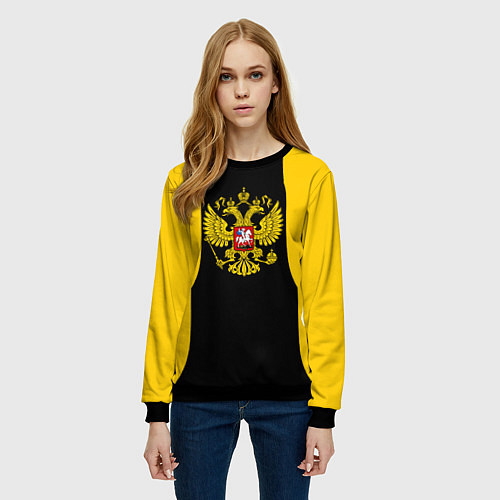 Женский свитшот Имперская Россия краски герб / 3D-Черный – фото 3