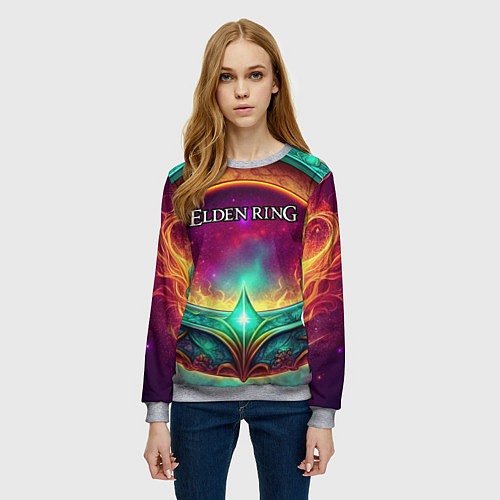 Женский свитшот Elden Ring кольцо и магия / 3D-Меланж – фото 3