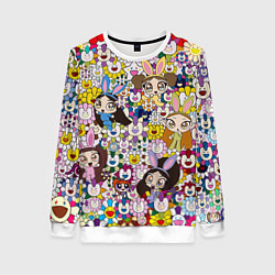 Свитшот женский Right now NewJeans and Takashi Murakami, цвет: 3D-белый