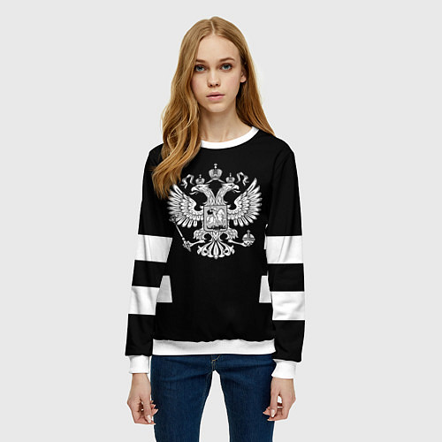 Женский свитшот Герб РФ полосы / 3D-Белый – фото 3