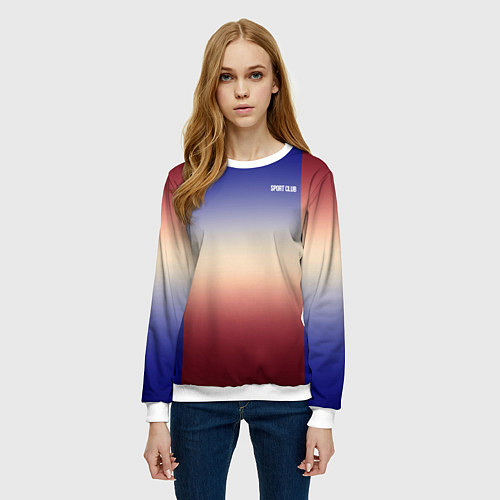 Женский свитшот Красный-синий градиентный узор / 3D-Белый – фото 3