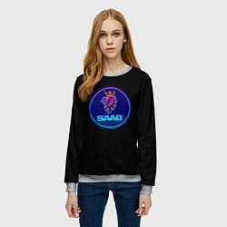 Свитшот женский Saab logo neon, цвет: 3D-меланж — фото 2