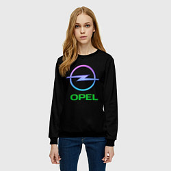 Свитшот женский Opel auto neon, цвет: 3D-черный — фото 2