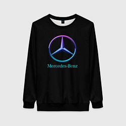 Свитшот женский Mercedes neon logo, цвет: 3D-черный