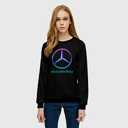 Свитшот женский Mercedes neon logo, цвет: 3D-черный — фото 2