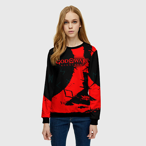 Женский свитшот God of War текстура / 3D-Черный – фото 3