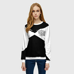 Свитшот женский Герб рф абстрактные краски, цвет: 3D-белый — фото 2