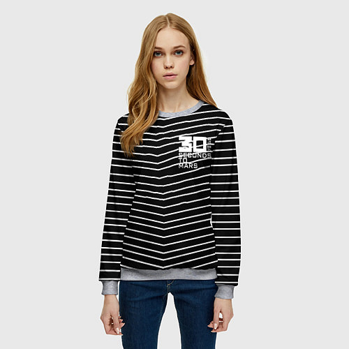 Женский свитшот Thirty Seconds to Mars pattern optic / 3D-Меланж – фото 3