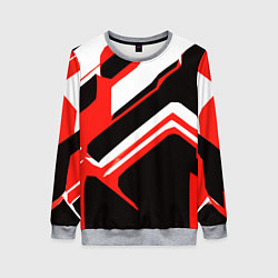 Женский свитшот Бело-красные линии на чёрном фоне