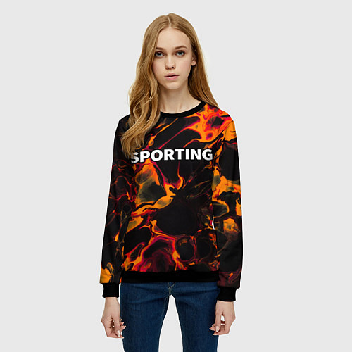 Женский свитшот Sporting red lava / 3D-Черный – фото 3