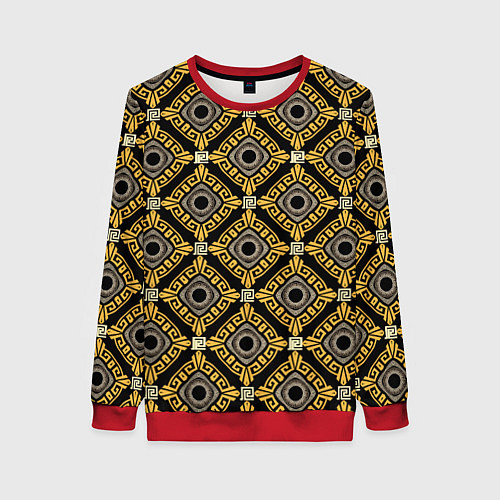 Женский свитшот Греческий орнамент меандр / 3D-Красный – фото 1