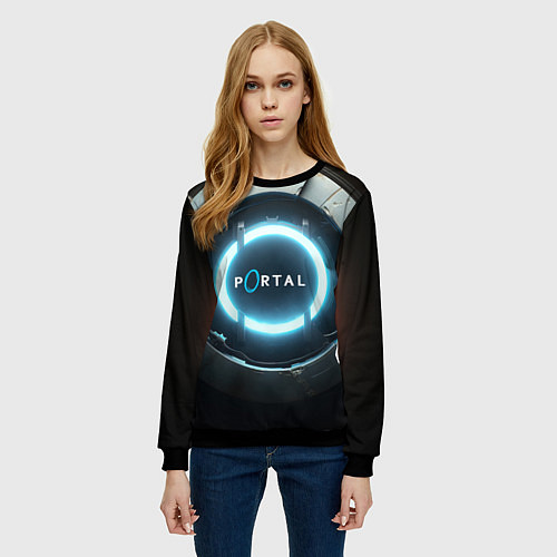 Женский свитшот Portal logo game / 3D-Черный – фото 3