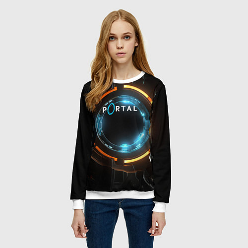 Женский свитшот Portal логотип игры / 3D-Белый – фото 3