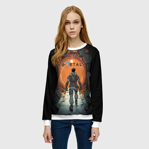 Женский свитшот Вперед в портал / 3D-Белый – фото 3