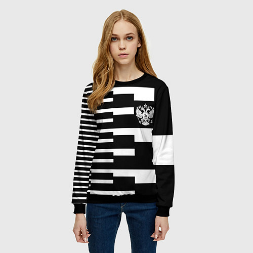 Женский свитшот Россия геометрия / 3D-Черный – фото 3