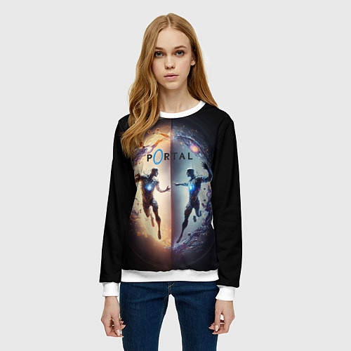 Женский свитшот Люди в портале / 3D-Белый – фото 3