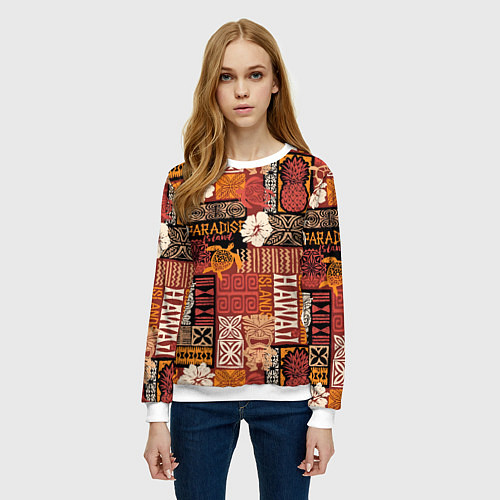 Женский свитшот Гавайские острова - райский уголок / 3D-Белый – фото 3