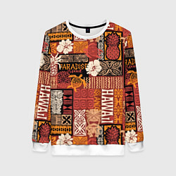 Свитшот женский Гавайские острова - райский уголок, цвет: 3D-белый