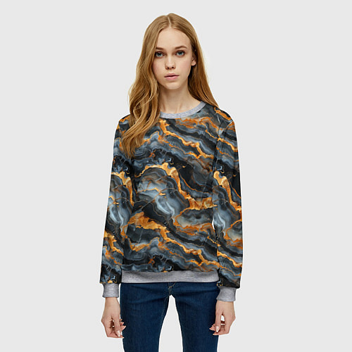 Женский свитшот Мраморное золото / 3D-Меланж – фото 3