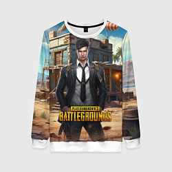 Свитшот женский PUBG mobile персонаж в костюме, цвет: 3D-белый