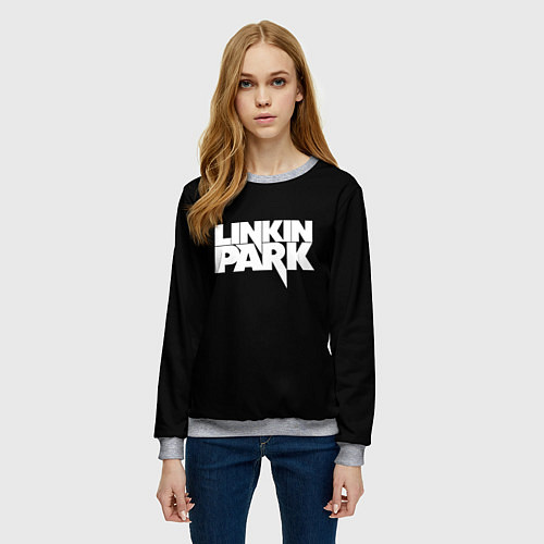 Женский свитшот Lnkin park logo white / 3D-Меланж – фото 3