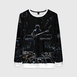 Свитшот женский Разноцветный силуэт музыканта, цвет: 3D-белый