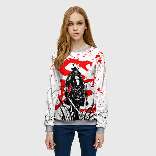 Женский свитшот Ghost of Tsushima and snake / 3D-Меланж – фото 3