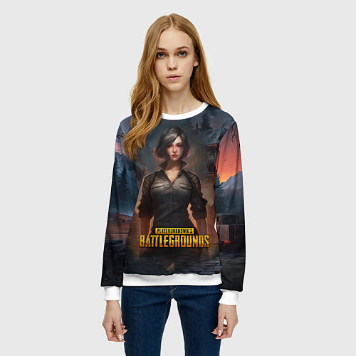 Женский свитшот PUBG game wallpaper / 3D-Белый – фото 3