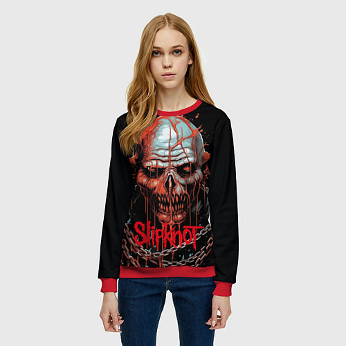 Женский свитшот Slipknot зомби в цепи / 3D-Красный – фото 3