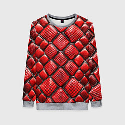 Свитшот женский Змеиная объемная текстурная красная кожа, цвет: 3D-меланж
